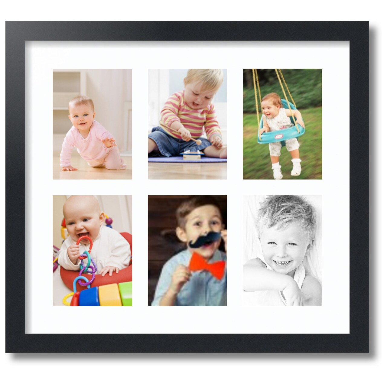 ArtToFrames Collage Photo Picture Frame with 6 - 5x7 inch Openings, Framed in Black with Over 62 Mat Color Options and Plexi Glass (CSM-3926-2041)